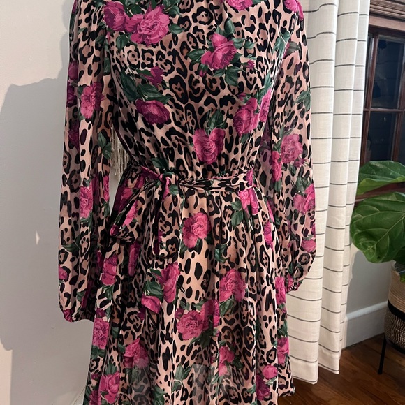 Floral Leopard Print Dress - Picture 3 of 6